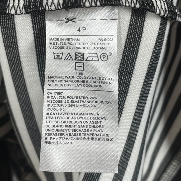 NEW Banana Republic Dress Womens 4 petite black white stripe pencil preppy - Picture 6 of 10